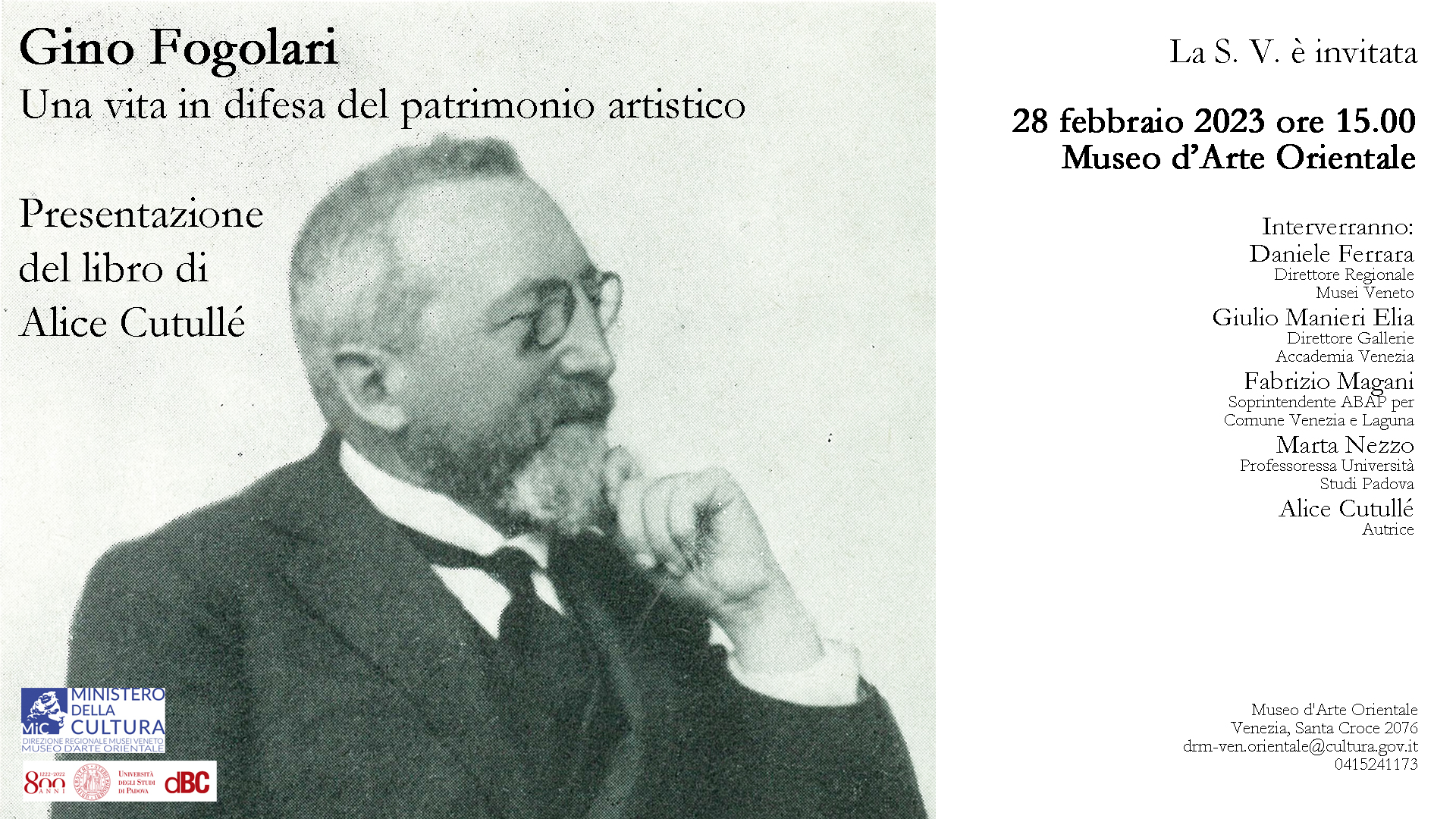 Museo d'arte orientale di Venezia | Gino Fogolari. Una vita in difesa del patrimonio artistico